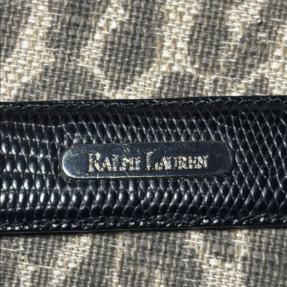 Vintage Ralph Lauren Brown and Black Leather Belt snakeskin embossed classic
